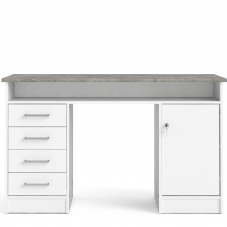 Cavaco Double Pedestal Desk - Grey/White Front View