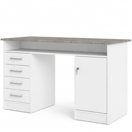 Cavaco Double Pedestal Desk - Grey/White Angled View