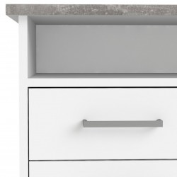 Cavaco Double Pedestal Desk - Grey/White  Front detail