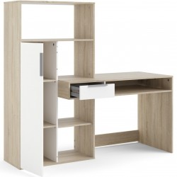 Cavaco Desk with One Door & Drawer Storage Unit Open