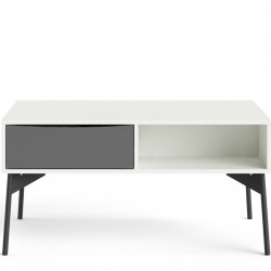 Varde One Drawer Coffee Table - Grey/White Front View