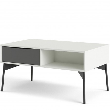 Varde One Drawer Coffee Table - Grey/White Angled View