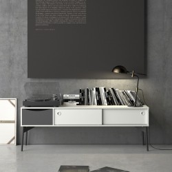 Varde Two Doors & One Drawer TV Unit - Grey/White Mood shot