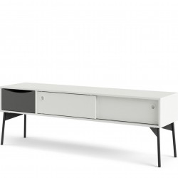 Varde Two Doors & One Drawer TV Unit - Grey/White Angled View