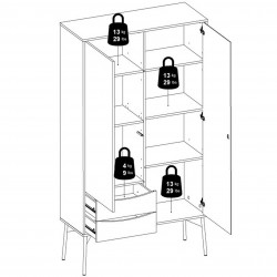 Varde Two Door & Two Drawer China Cabinet - Dimensions 3