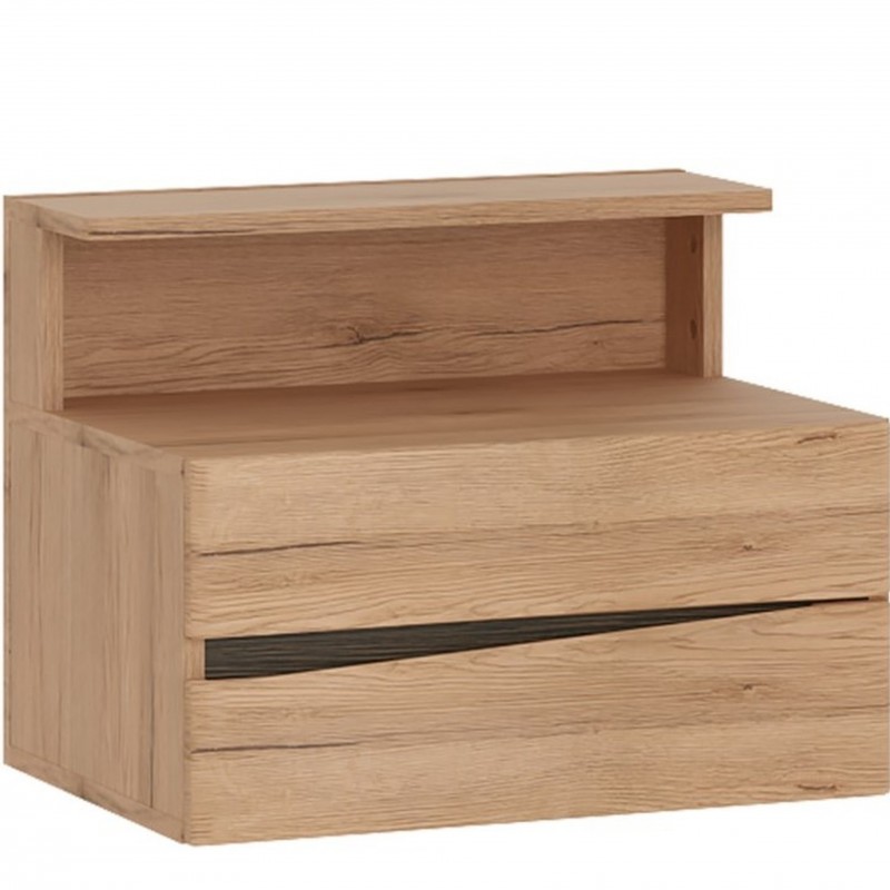 An image of Kensington Wall Mounted Two Drawer Bedside Cabinet - Left Hand Drawer