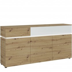 Luci Three Door & Two Drawer Sideboard with LED Lighting White/Oak