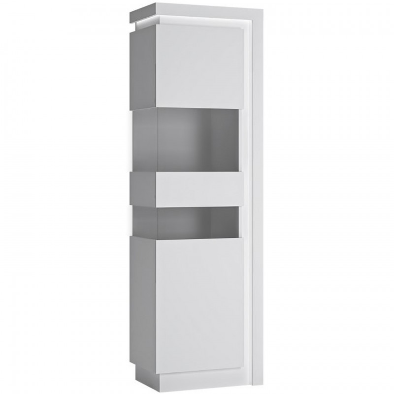 Darley Tall Narrow Display Cabinet (LHD) - Gloss White