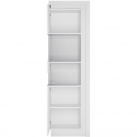 Darley Tall Narrow Display Cabinet (LHD) - Gloss White Open