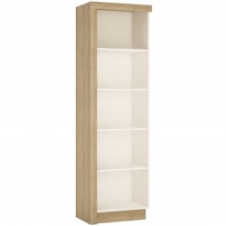 Darley Bookcase (RH) in light oak and white gloss, angle view