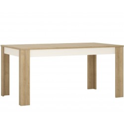 Darley Large Extending Dining Table in light oak and white gloss, angle view