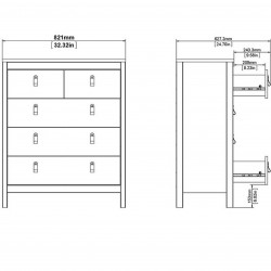 Madrid Three + Two Drawer Chest - Dimensions 1
