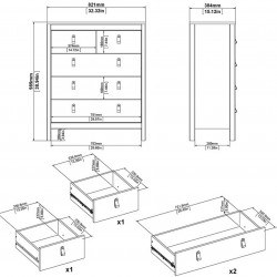 Madrid Three + Two Drawer Chest - Dimensions 2