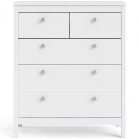 Madrid Three + Two Drawer Chest - White Front View