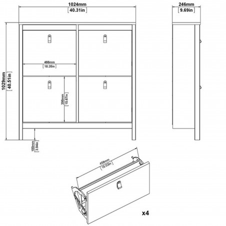 Madrid Shoe Cabinet - Dimensions 2