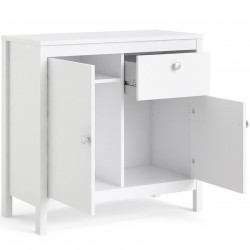 Madrid Two Door & One Drawer Sideboard - White Open