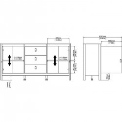 Madrid Two Door & Three Drawer Sideboard - Dimensions 2