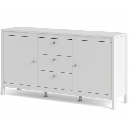 Madrid Two Door & Three Drawer Sideboard - White Angled View