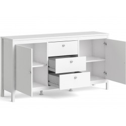 Madrid Two Door & Three Drawer Sideboard - White Open