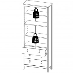 Madrid Three Drawer Two Door Display Cabinet - Dimensions 3