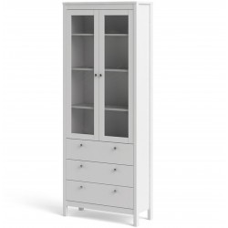 Madrid Three Drawer Two Door Display Cabinet - White Angled View