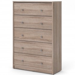May Five Drawer Chest - Truffle Oak Angled View