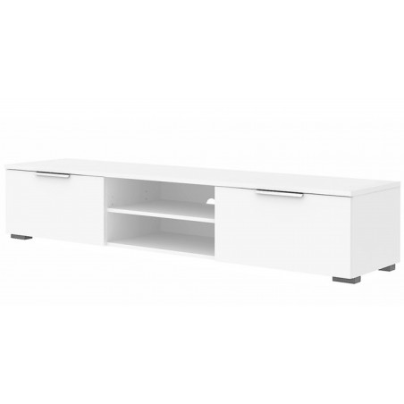 Match Two Drawers Two Shelf TV Unit t - White Gloss Angled View