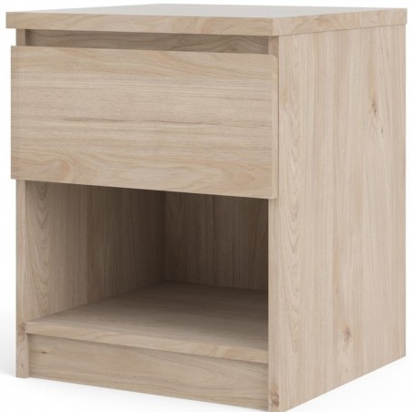 Naia One Drawer Bedside Cabinet - Hickory Oak Angled View