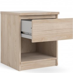 Naia One Drawer Bedside Cabinet - Hickory Oak Open Drawer