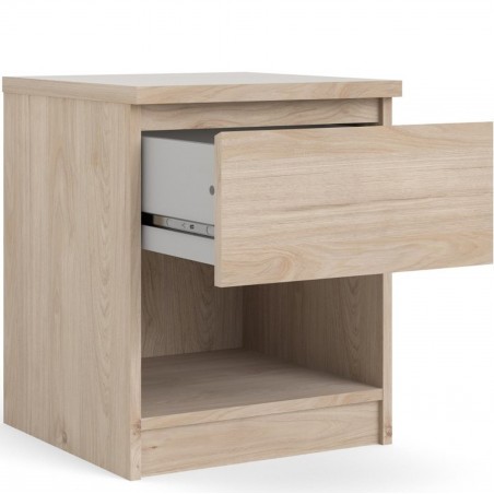 Naia One Drawer Bedside Cabinet - Hickory Oak Open Drawer