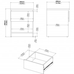 Naia One Drawer Bedside Cabinet - Dimensions 1