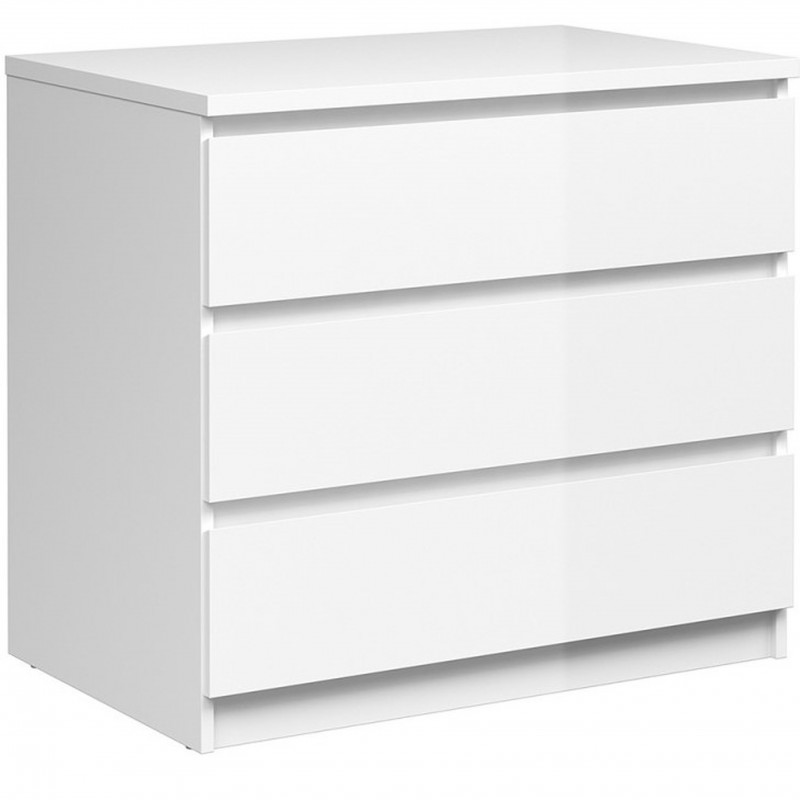 An image of Naia Three Drawer Chest - White and Concrete