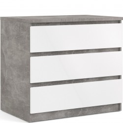 Naia Three Drawer Chest - Concrete/White