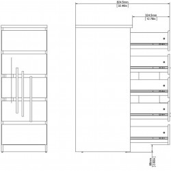 Naia Five Drawer Narrow Chest - Dimensions 2