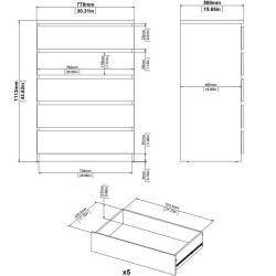 Naia Five Drawer Chest - Dimensions 1