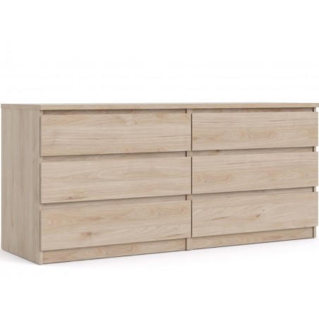 Naia Six Drawer Wide Chest - Hickory Oak