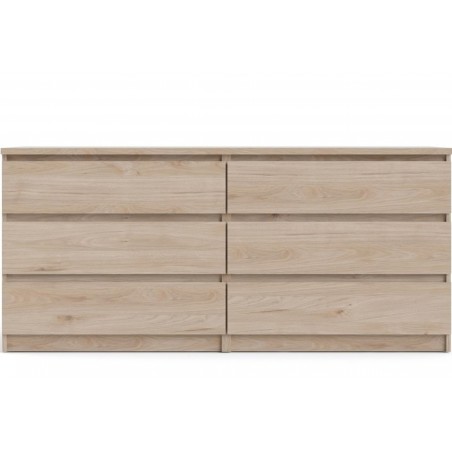 Naia Six Drawer Wide Chest - Hickory Oak Front View
