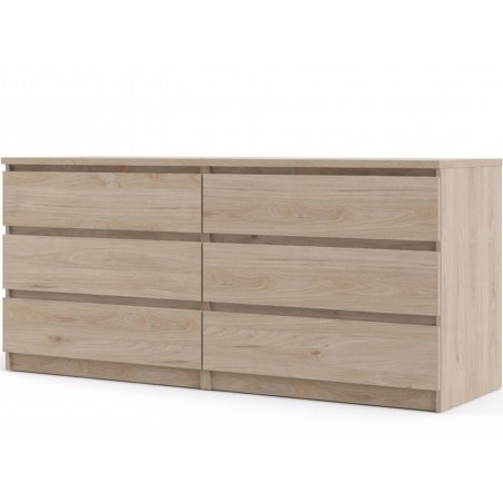 Naia Six Drawer Wide Chest - Hickory Oak Angled View