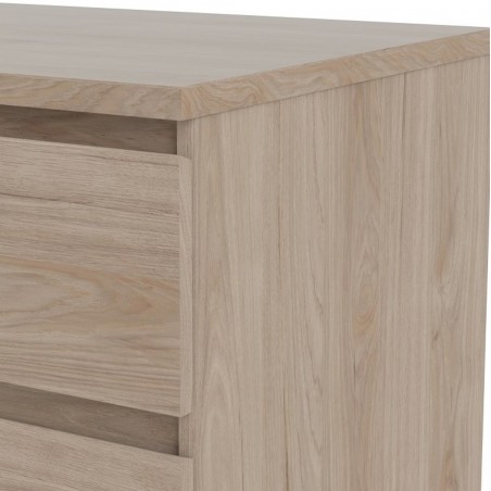 Naia Six Drawer Wide Chest - Hickory Oak Top Detail