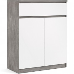 Naia Two Door & One Drawer Sideboard - Concrete/ White