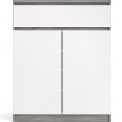 Naia Two Door & One Drawer Sideboard - Concrete/ White Front View