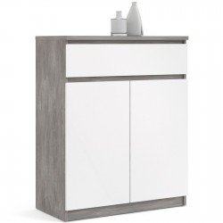 Naia Two Door & One Drawer Sideboard - Concrete/ White Mood Shot