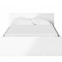 Naia Double Bed Frame - Gloss White Front View Dressed
