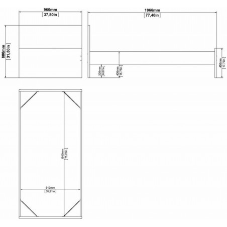 Naia Single Bed Frame - Dimensions 1