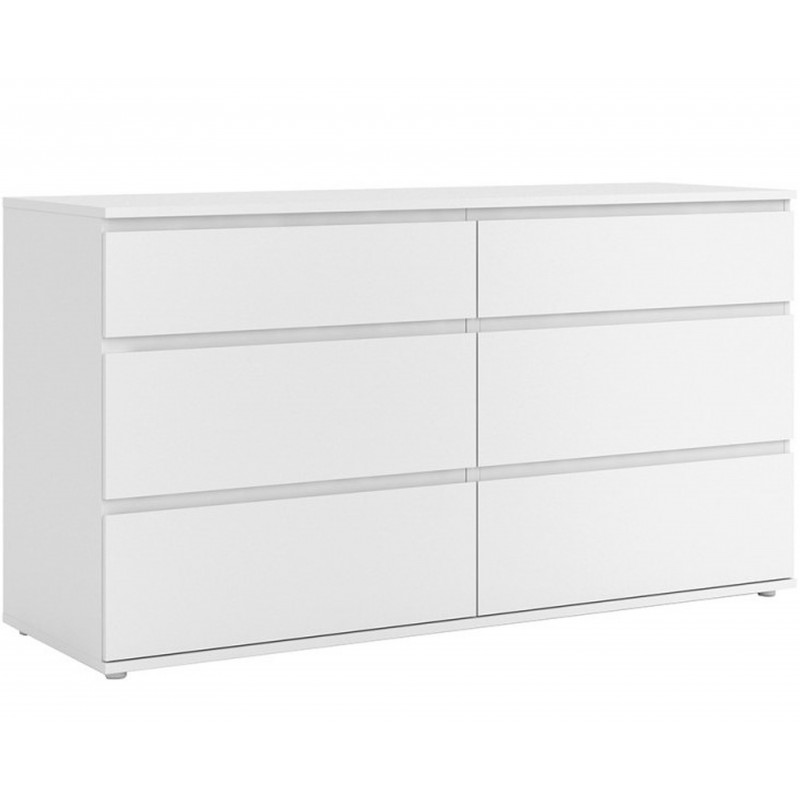 An image of Nova Six Drawer Wide Chest - White