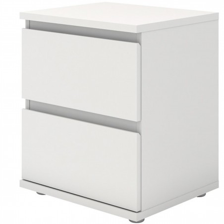 Nova Two Drawer Bedside Cabinet - White Angled view