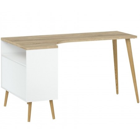 Asti Two Drawer Desk - White/Oak Angled View