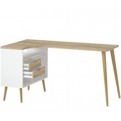 Asti Two Drawer Desk - White/Oak Open Drawers