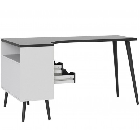 Asti Two Drawer Desk - White/Black Angled View