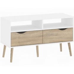 Asti TV Unit With 2 Drawers in White and Oak